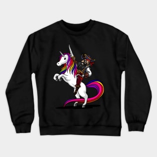 Pirate Captin Riding Magical Unicorn Funny Crewneck Sweatshirt